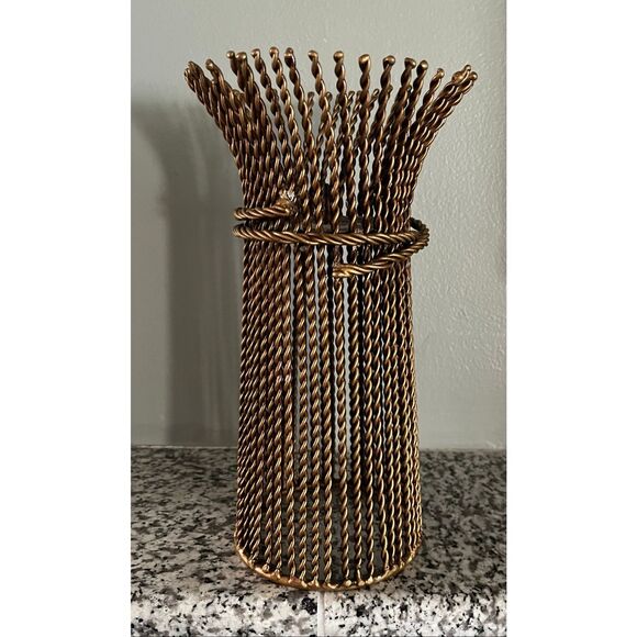 Vintage Metal Candle Holders Willow Wire Lot of 2 Decor Brown Gold - Picture 6 of 6